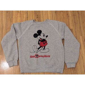 Walt Disney World Kids Mickey Mouse Gray Sweatshirt Size 9/10 Cotton Blend